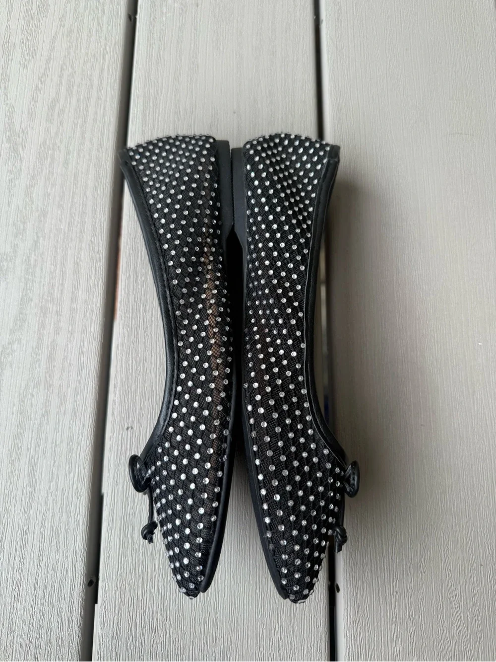 DV by Dolce Vita Marceline Black Mesh Rhinestone Ballet Flats Size 8 NWOT